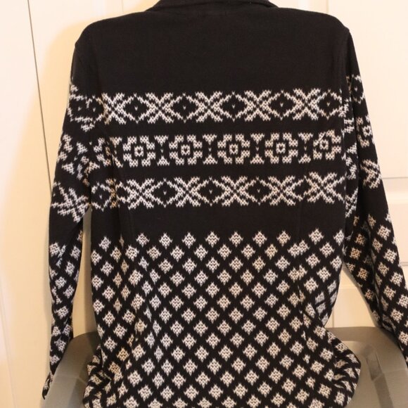 Land's End Black and White Lightweight Fleece Quarter Zip Medium Active Outdoors - Picture 14 of 14